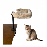 Lit pour chat réglable à poser sur le côté du bureau, abri stable et rotatif, perchoir surélevé pour animaux de compagnie, antidérapant, luxueux et tendance en peluche