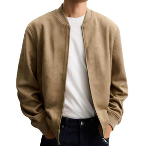 Áo khoác da lộn giả may sẵn bán buôn OEM, kiểu dáng cổ đứng, khóa kéo toàn thân, thời trang cổ điển dành cho nam - Product Image 1