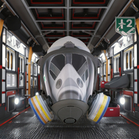 Masque à gaz intégral à double filtre avec lentille scellée et sangles réglables et connecteur à baïonnette 3M pour la protection contre les produits chimiques et les mines