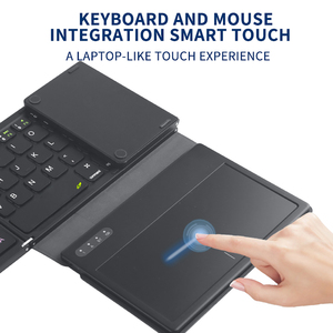 Teclado inalámbrico plegable de tres con panel táctil <span class=keywords><strong>Tablet</strong></span> ordenador tres sistemas teclado Universal portátil externo para tableta - Product Image 4