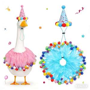 Conjunto de Sombrero y Bufanda de Cumpleaños de Ganso Blanco de 23 Pulgadas, Estilo 2026, para Fiestas Navideñas y Decoración de Porche - Product Image 4