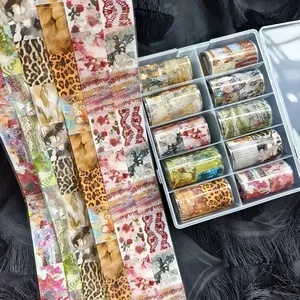 10 Rouleaux de Papier de Transfert pour Ongles à Motifs Halloween, Fleurs, Carreaux, Anges, Marbre et Nœuds, Autocollants et Décalcomanies pour Nail Art, Décoration d'Ongles - Product Image 5