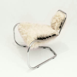 Designer de luxe moderne hall de l'hôtel fauteuil incurvé en fausse fourrure salon de campagne chaises volantes tubulaires en acier inoxydable pour la maison - Product Image 2