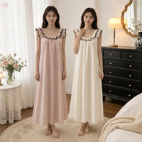 Nouvelle Robe de Nuit Longue en Coton Lavé pour Femme, Sexy, à Lacets et Dos Nu, Décontractée, pour la Maison et le Sommeil