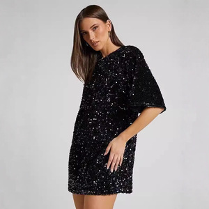 Off Shoulder <b>Sequin</b> Dress Short Skirt Evening Gown Women's Party Wear - Product Image 3