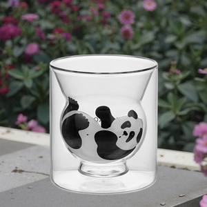 Mug <span class=keywords><strong>Panda</strong></span> en Verre Borosilicate à <span class=keywords><strong>Double</strong></span> <span class=keywords><strong>Paroi</strong></span>, Capacité 270 ml, Fait Main, Durable, Moderne, à Thème Animal de Dessin Animé, <span class=keywords><strong>Tasse</strong></span> à Café/Thé - Product Image 2