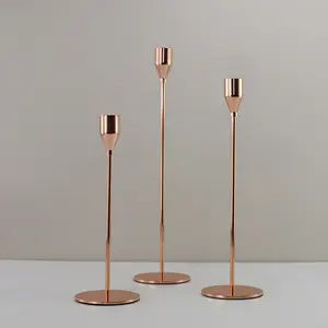 Synwish Hot Sales 3 Sets Gold Metal Rose Gold Candle Holder Stick For Home Wedding Party Table Decor