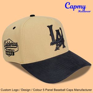 قبعة قماشية بنية اللون منخفضة الحد الأدنى أصلية ثلاثية الأبعاد بشعار مطرز للرجال في الرياضات مخصص قبعات بيسبول 5 ألواح منحنية - Product Image 5