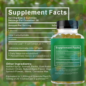 SUNI OEM/ODM Marque Privée Gummies Naturels de Corossol (Graviola) pour Hommes <span class=keywords><strong>et</strong></span> Femmes, Soutien Immunitaire, Vente en Gros, Complément Alimentaire Superaliment - Product Image 2