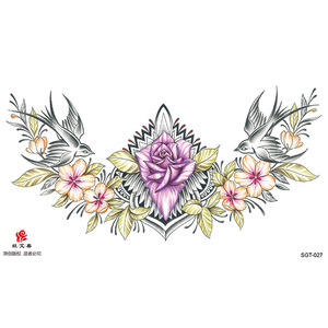 Autocollants de <span class=keywords><strong>tatouage</strong></span> temporaire pour femmes, motifs papillon et <span class=keywords><strong>fleur</strong></span> indiens personnalisés, sexy, pour la <span class=keywords><strong>poitrine</strong></span>, le cou ou le dos, art corporel - Product Image 5