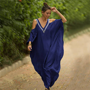 Xuanlang 6 colores recién llegados verano largo bordado playa vestidos tamaño libre Bikini Kimono playa cubrir <span class=keywords><strong>UPS</strong></span> Kaftan vestido - Product Image 4