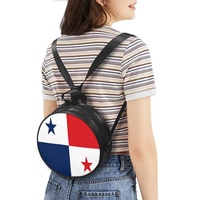 Sac à main rond en cuir PU avec drapeau national du Panama, sac à dos convertible pour femme avec bandoulière réglable