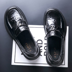 Mocassins en cuir décontractés pour hommes, en cuir de vache véritable, semelle souple, à enfiler, talon moyen, semelle extérieure en caoutchouc, semelle intermédiaire en EVA - Product Image 1