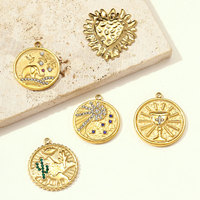 Pendentif DIY en acier inoxydable avec motifs Éléphant, Coquillage, Cœur, Cactus, Chameau, orné de strass colorés, pour collier et accessoires de charme
