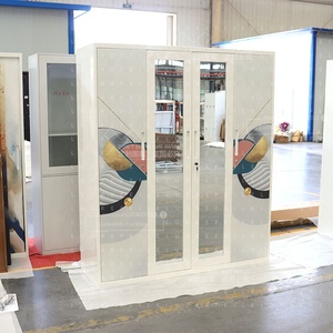 Đồ nội thất tủ <span class=keywords><strong>KD</strong></span> <span class=keywords><strong>Locker</strong></span> Nhà cung cấp bốn lưu trữ tủ quần áo phòng ngủ vải tủ thiết kế in thép Gương tủ kim loại 4 cửa - Product Image 2