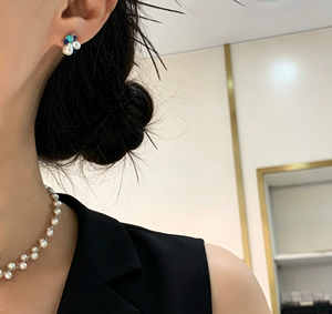 Artisan Designer Irregular Baroque S925 Sterling <b>Silver</b> <b>Stud</b> <b>Earrings</b> With Lustrous Freshwater Keshi Pearls Inlaid Matte Natural - Product Image 6