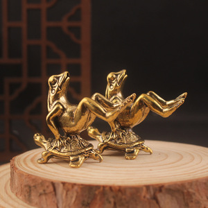 Brûleur d'encens miniature en laiton, sculpture tortue grenouille, fait main, style chinois, décoration pour animal de compagnie de thé - Product Image 1