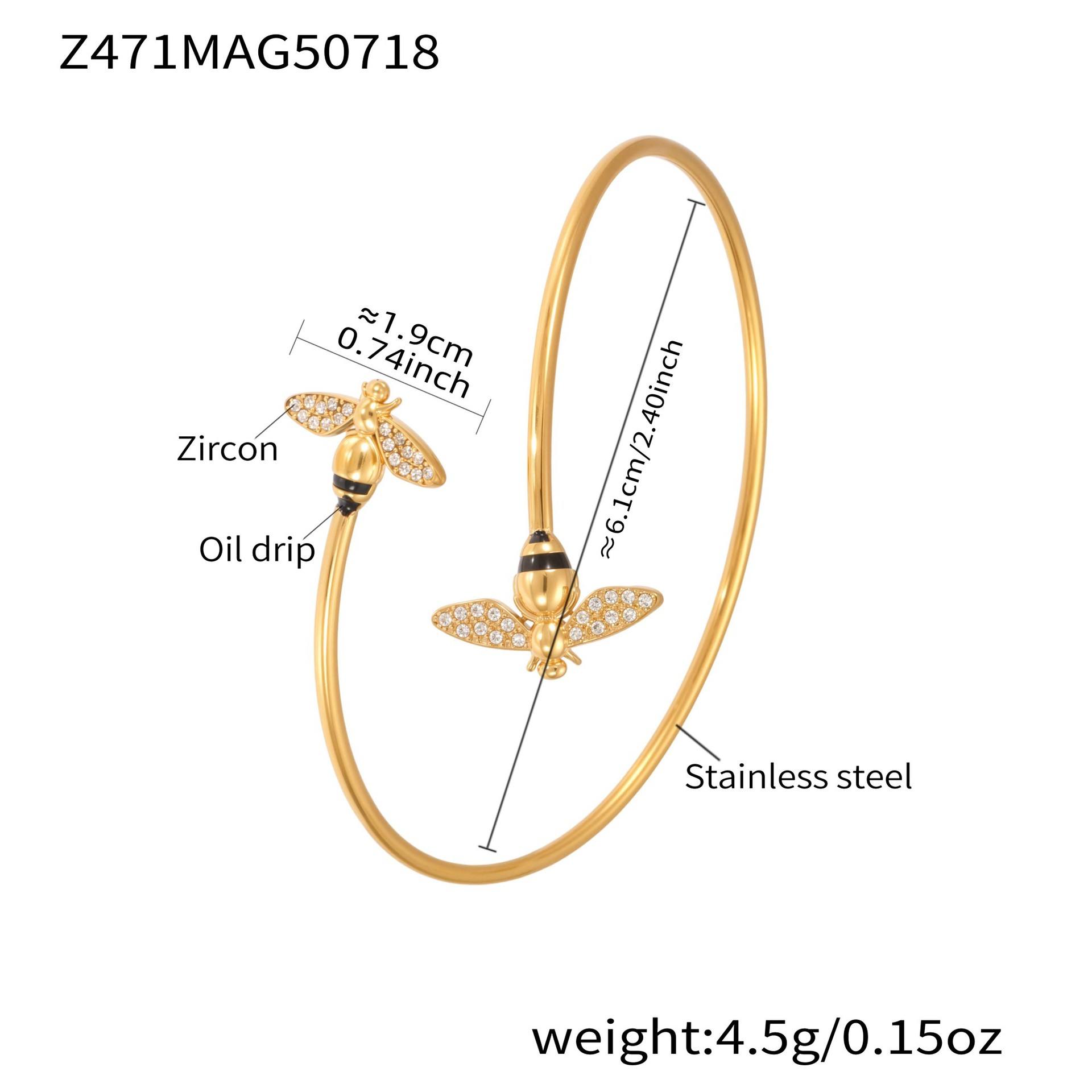 Bracelet double abeille doré Z471