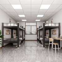 Lits superposés en métal robustes et modernes pour dortoirs scolaires, lits à cadre en fer pour 2 personnes, lit superposé double en métal noir et blanc