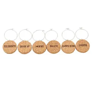 Juego de dijes de copa de vino, juego OEM de anillos de cristal de vino, marcadores, etiquetas, tema de playa de verano para decoraciones de fiesta en casa