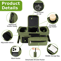 Sac de poussette grande capacité, organisateur universel pour poussette avec poche isotherme pour porte-gobelet