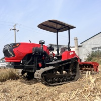 Tracteur à chenilles en caoutchouc 50 CV, tracteur agricole à chenilles avec accessoires optionnels : motoculteur, pelle de terrassement