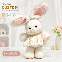 Peluche Lapin Blanc Personnalisée OEM avec Robe Florale, Jouet en Peluche Doux à Longues Oreilles, Poupée Animal en Peluche, Décoration Maison, Cadeau d'Anniversaire pour Enfants