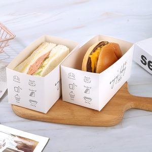 Caja de Embalaje Personalizada para <span class=keywords><strong>Hamburguesas</strong></span> y Desayunos para Llevar, Caja de Papel para Waffles y Sándwiches de Huevo - Product Image 2