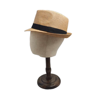 Chapeau de soleil en paille pour hommes d'âge moyen et âgés, style jazz, avec ruban décoratif, protection solaire extérieure, bord roulé
