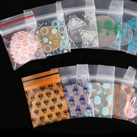 100 pièces/lot, 2,5 * 3,5 cm, petits sacs refermables imprimés transparents, mini sacs en plastique, sacs refermables magiques