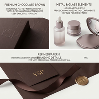 Ensemble d'emballages de luxe sur mesure pour soins de la peau, couleur marron, avec fermeture magnétique, boîte rigide pliable et sac