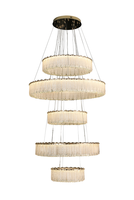 Lustre LED en cristal superposé de luxe à double couche, finition or/blanc, à intensité variable, pour salon et salle à manger, rehausse l'esthétique de l'espace