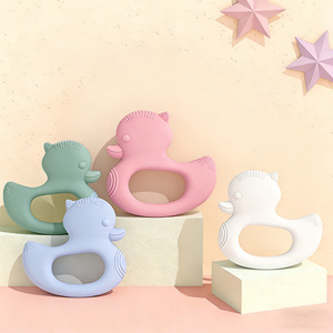 Mordedor con sonajero de pato de silicona de grado alimenticio de 83 mm, masticable para bebés de 0 a 24 meses - Product Image 3