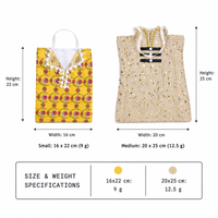 Sac fourre-tout en tissu imprimé floral, sac à main réutilisable de style ethnique avec bouton en dentelle pour cadeaux de mariage et de fête
