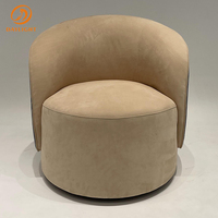 Fauteuil pivotant d'appoint convertible en cuir bouclé, style moderne nordique de luxe, pour salon d'hôtel