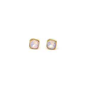 Fashion <b>Stud</b> <b>Earrings</b> 316L Stainless Steel PVD Gold Plating Sustainable Resistant Square <b>Crystal</b> Design - Product Image 1