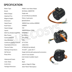Moteur QS MOTOR 138 3000W avec Votol Em150 -2sp 72V 100KPH, type à courroie, pour moto tout-terrain, état neuf - Product Image 4