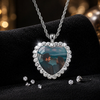 Photos de mariage personnalisables pour couple, collier en diamant en forme de cœur, souvenir chat et chien, accessoires longs polyvalents