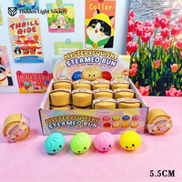 Mainan Squishy Promosi Grosir, Bentuk Bao Bun Lucu dengan Wajah Tersenyum, Mengkilap, Lembut, Slow Rising, Penghilang Stres, Dilengkapi Set Kukusan
