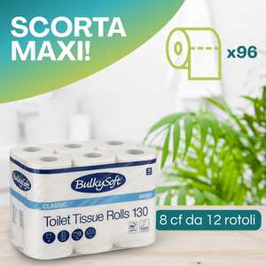 Rotoli di Carta Igienica BulkySoft, 130 Fogli, Confezione da 12, Qualità Classica Professionale - Product Image 3