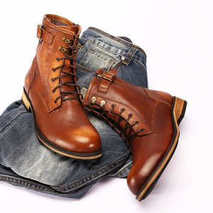 Nouvelles bottes Martin rétro britanniques 2026 - Chaussures de travail tendance en cuir véritable à bout rond pour hommes - Product Image 1