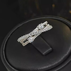 Wandering Interstellar Cold Wind New Ins Anillo de mujer S925 Anillo de lujo de plata con arreglo de diamantes - Product Image 1