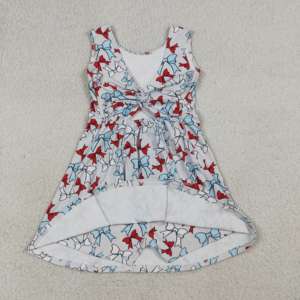 S0551 rts Vestido de yoga sin mangas azul liso con estampado para bebé niña, conjunto de natación al por mayor - Product Image 6