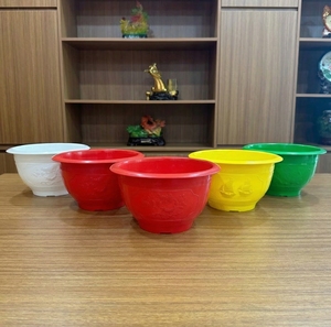 Traditional Feng Shui Plastic Plant Pots with Auspicious Embossed Dragon <b>Boat</b> Patterns for Home Garden Decor Small Size - Product Image 1