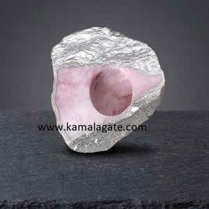 Porte-bougie en tranches d'agate naturelle, base plaquée or, pierre multicolore, pour bougie chauffe-plat - Product Image 6