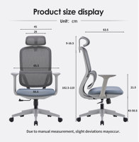 Chaise de bureau ergonomique en maille réglable, vente directe usine, luxe moderne, inclinable, avec 3 vérins à gaz