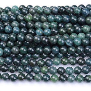 Perles en vrac en <span class=keywords><strong>pierre</strong></span> d'agate de mousse verte <span class=keywords><strong>semi</strong></span>-précieuse naturelle bon marché en gros pour la fabrication de bijoux 4/6/8/10/12mm, 38CM - Product Image 4