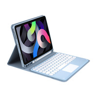 Kablosuz dokunmatik Pad klavye yuvarlak Keycaps iPad kılıfı Pro 11 inç 2022 2024 manyetik kapak dahili kalemlik
