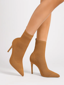 Bottines confortables en tricot de style occidental pour femmes, sans lacet extensible pour vêtements décontractés et de bureau, bottes de cowboy longues pour la saison d'automne - Product Image 5
