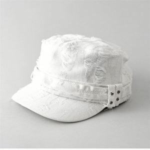 2026 Spring Summer New Fashion Vintage Distressed Cadet Hat Short Brim <b>Flat</b> Top Baseball <b>Cap</b> for Women <b>Men</b> - Product Image 4